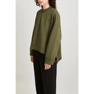 Paco Rabanne Oversized Cotton Side Zip Sweater Green Crewneck Size Medium